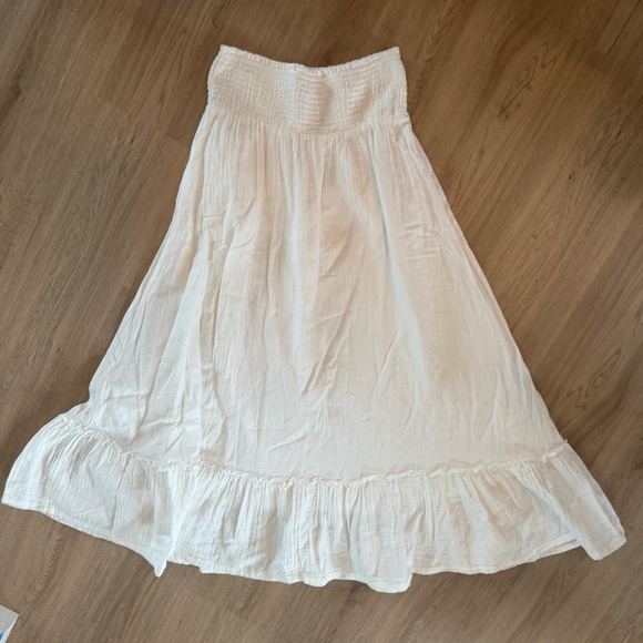 Quince 100% Organic Cotton Gauze Smocked Maxi Skirt White Sz S NEW - Picture 2 of 5